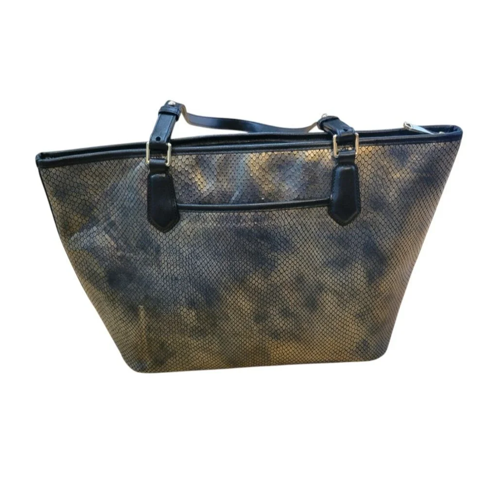 Brahmin Medium Asher Tote Satchel Graphite Limerick Snake Print Leather Rare